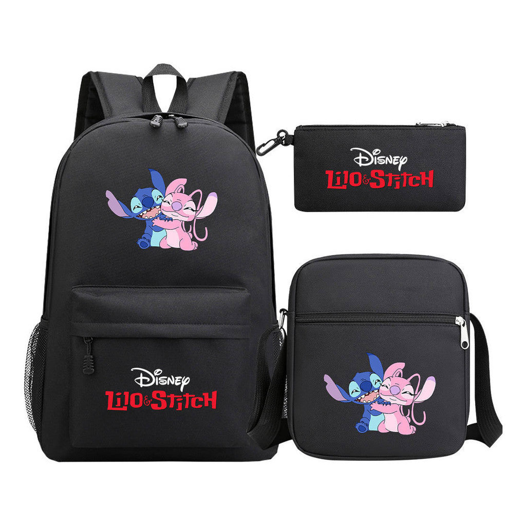 Starry Baby Stitch Printed Youth School Bag Three Piece Set For Men And Women Shoulder Set Backpack