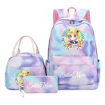 Beautiful Girl Warrior Teenage Student Girl Backpack Lunch Bag Three Piece Set Backpack Cover