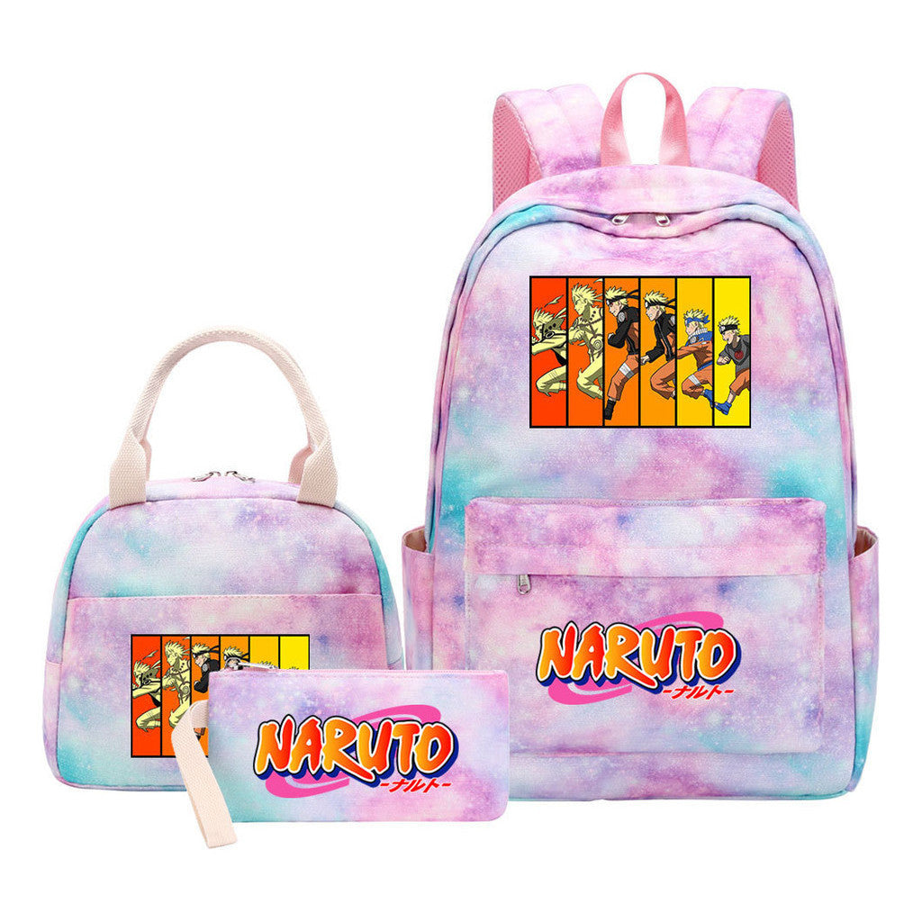 Naruto Teenage Student Girls School Bag Lunch Bag Three Piece Set Backpack Set