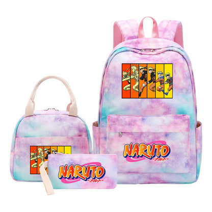 Naruto Teenage Student Girls School Bag Lunch Bag Three Piece Set Backpack Set