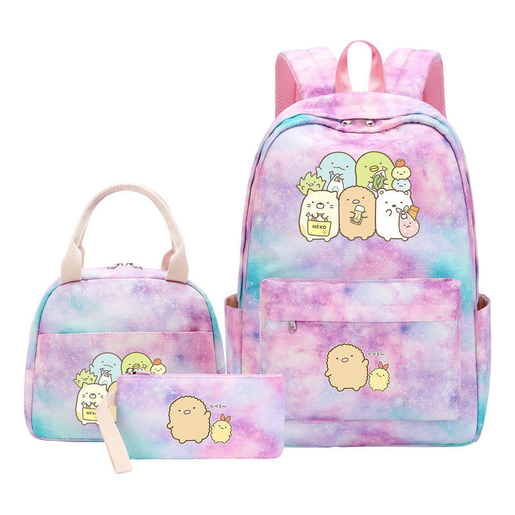 Game Corner Biology Youth Student Girls School Bag Lunch Bag Three Piece Set Backpack Set