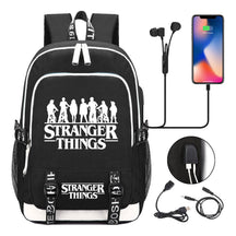 Strange Story Printed Usb Teenage Student Backpacks Men's And Women's Leisure Travel Backpack