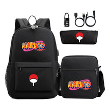 Naruto Usb Password Lock Youth Student Backpack Three Piece Set Backpack Set