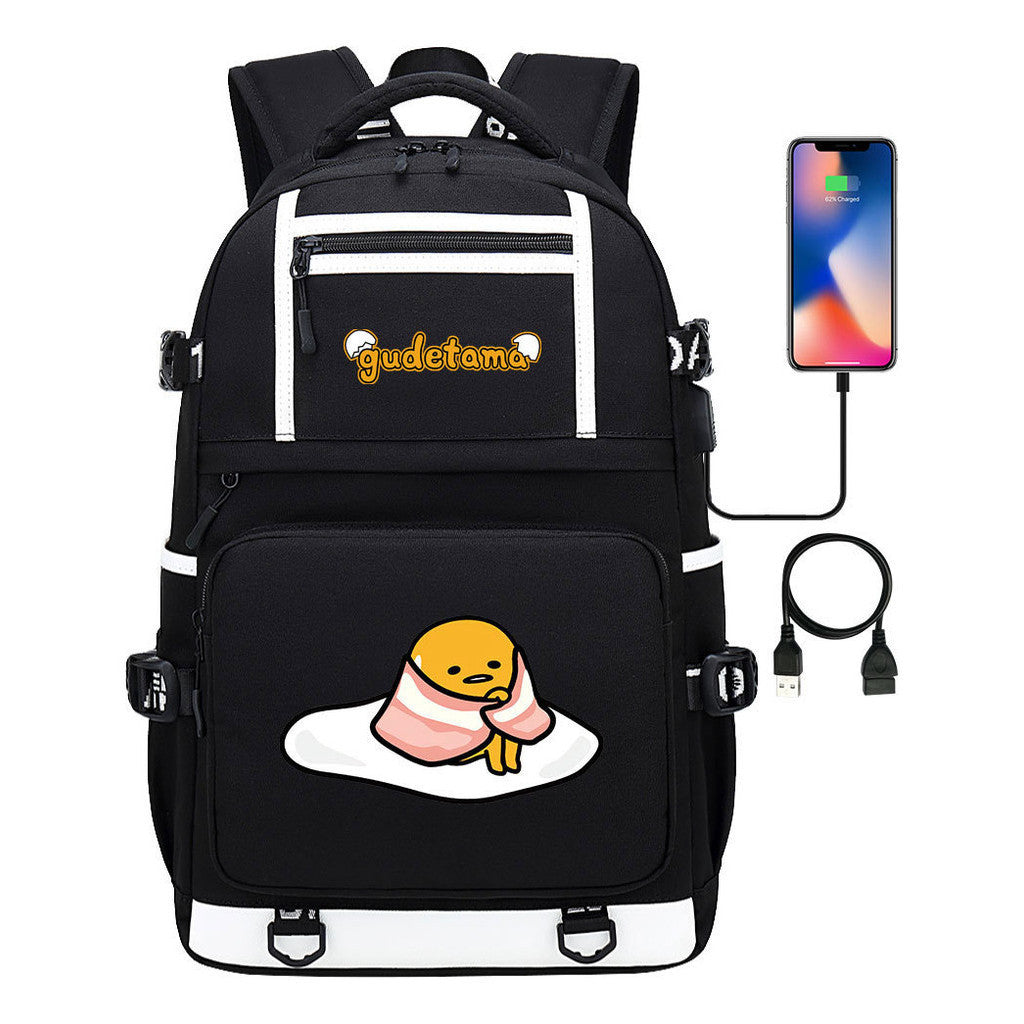 Cartoon Cartoon Lazy Egg Usb Student Backpack Backpack Leisure Travel Bag