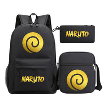 Golden Anime Naruto Starry Sky Youth Student School Bag Three Piece Set For Boys And Girls Backpack Set