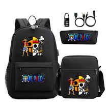 Cartoon Pirate King Usb Password Lock Youth Student Backpack Three Piece Set Backpack