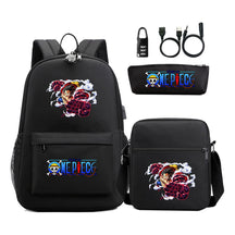 Cartoon Pirate King Usb Password Lock Youth Student Backpack Three Piece Set Backpack