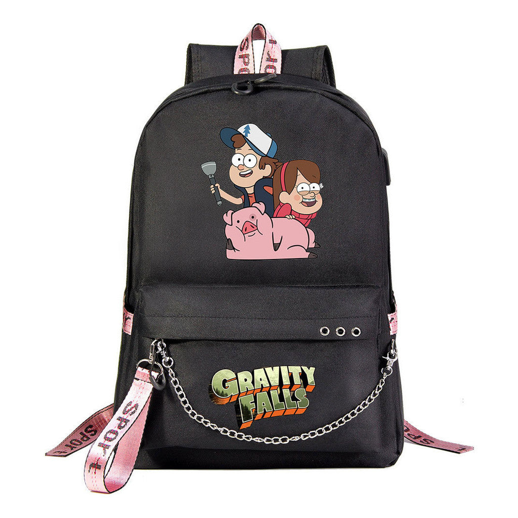 Cartoon Strange Town Youth Student School Bag Men's And Women's Leisure Travel Backpack