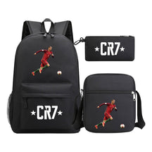 Sports star Cristiano Ronaldo printed youth student backpack 3-piece set for boys and girls backpack set