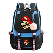 Super Mario Printed Usb Backpack Casual Woven Strap Flip Back Backpack