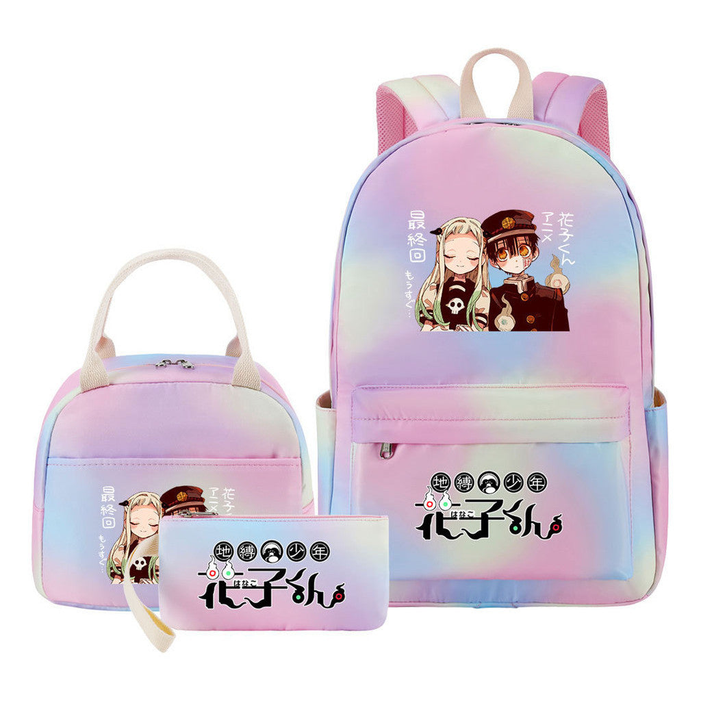 Ground Bound Youth Huazijun Student Girls School Bag Lunch Bag Three Piece Set Backpack Set