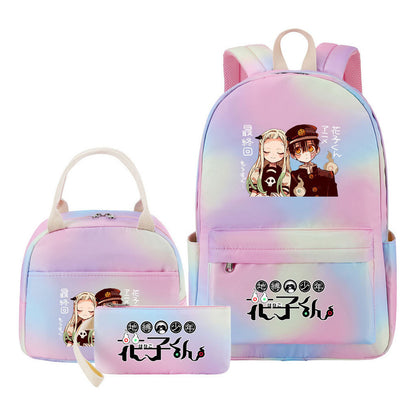 Ground Bound Youth Huazijun Student Girls School Bag Lunch Bag Three Piece Set Backpack Set
