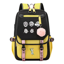 Comic Cartoon Fashion Usb Student Backpack Casual Woven Flap Backpack