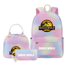 Jurassic Park Dinosaur Student School Bag Lunch Bag Three Piece Set Backpack Set