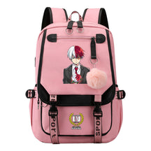 My Heroes Academy Usb Student Backpack, Casual Woven Strap Flip Back Backpack