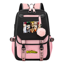 My Heroes Academy Usb Student Backpack, Casual Woven Strap Flip Back Backpack