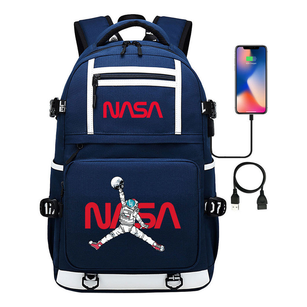 Printed Usb Youth School Bag Backpack Leisure Travel Backpack