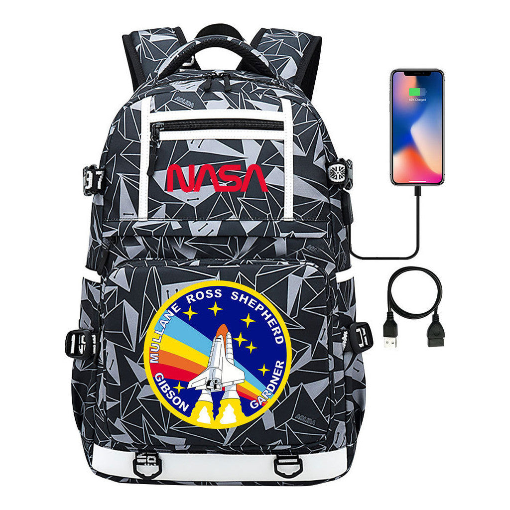 Printed Usb Youth School Bag Backpack Leisure Travel Backpack