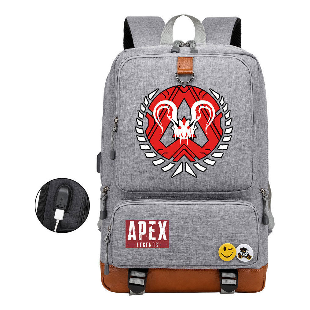 Apex Hero Print Usb Student Backpack For Leisure Travel Backpack