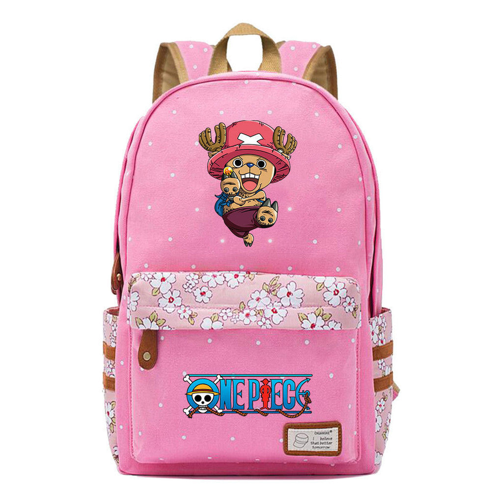 Anime Pirate King Lufei Printed Student School Bag Fragmented Flower Leisure Backpack