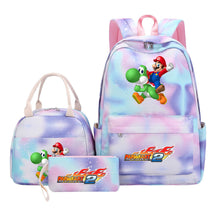 Super Mario Youth Student Girls School Bag Lunch Bag Three Piece Backpack Set