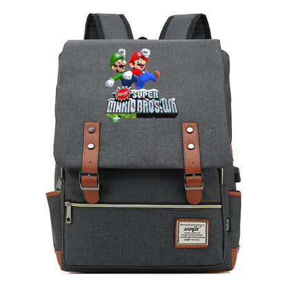 Game Super Mario Youth Student Backpack Usb Casual Backpack