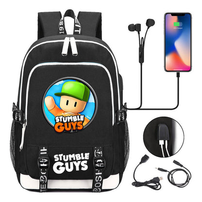 Printed Student Backpack Usb Men's And Women's Leisure Backpack