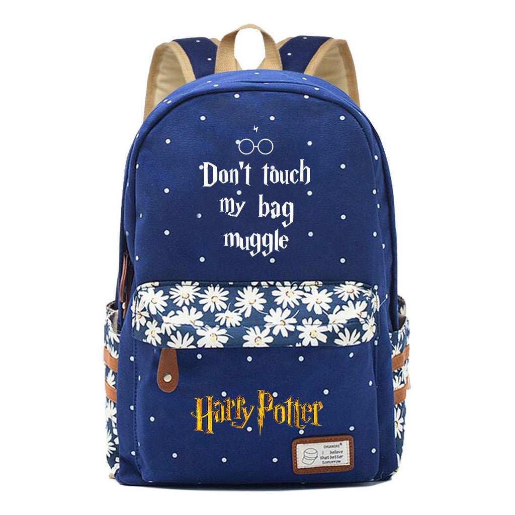 School Of Witchcraft And Wizardry Youth Student Backpack, Floral Canvas, Female Backpack