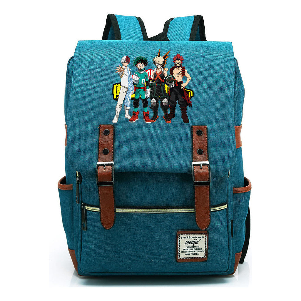 Anime My Heroes Academy Printed Youth Student Backpack Men's And Women's Leisure Belt Buckle Classic Backpack