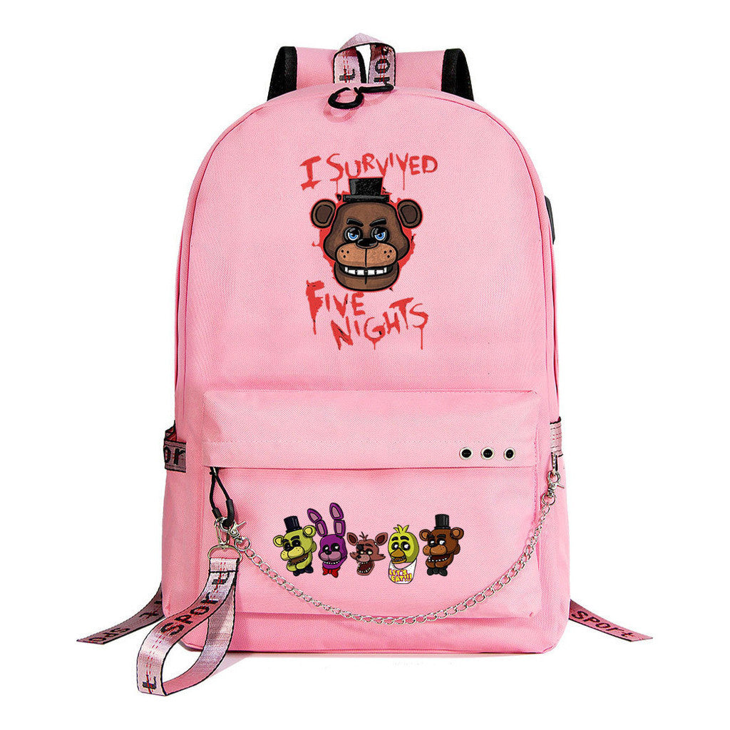 Toy Bear Game Usb Youth Student Backpack For Men And Women Leisure Travel Backpack