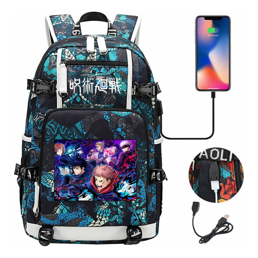 Printed Usb Youth Student Backpack Men And Women's Leisure Large Capacity Travel Backpack