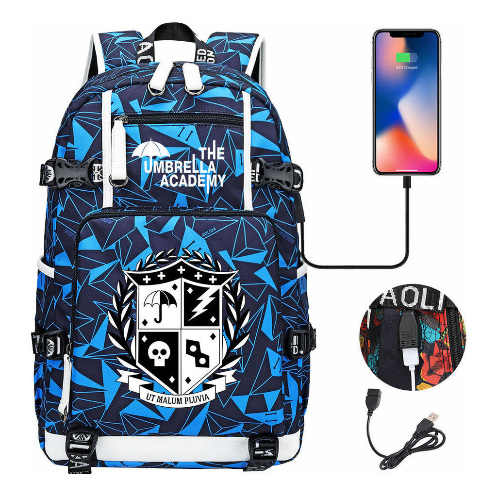 Printed Usb Large Capacity Youth Student Backpack For Men And Women's Leisure Travel Backpack