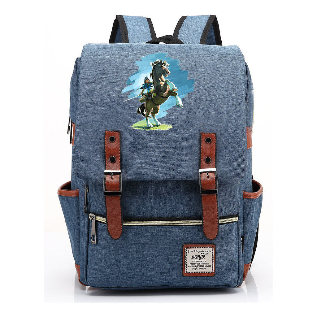 Game Zelda Printed Youth Student Backpack For Men And Women, Casual Belt Buckle, Classic Backpack