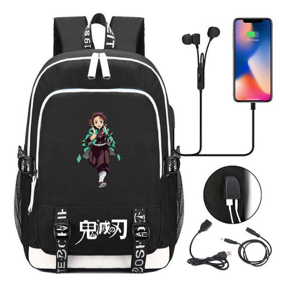 Comic Cartoon Fashion Youth Student Backpack Usb Men's And Women's Casual Backpack