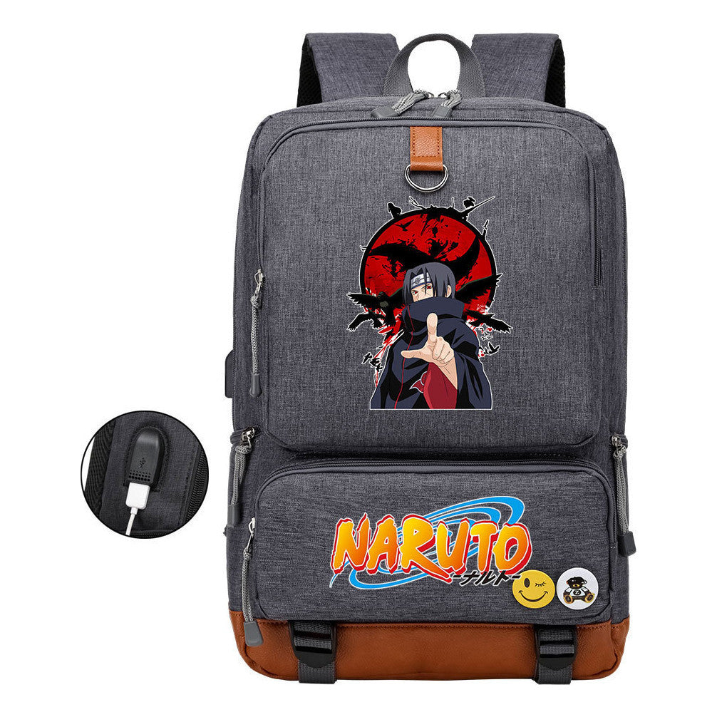 Naruto Print Usb Youth Backpack Leisure Travel Backpack
