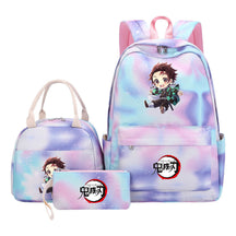 Cartoon Fashion Student Girls School Bag Lunch Bag Three Piece Set Backpack Set