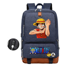 Cartoon Pirate King Print Usb Youth Backpack For Boys And Girls Leisure Travel Backpack