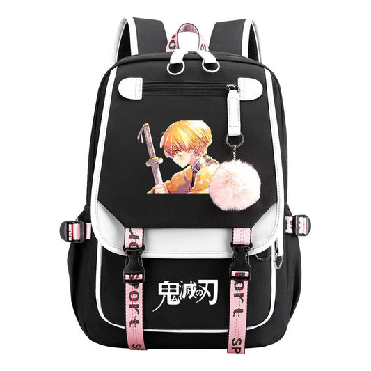 Cartoon Fashion Usb Youth School Bag For Boys And Girls Casual Ribbon Flip Backpack