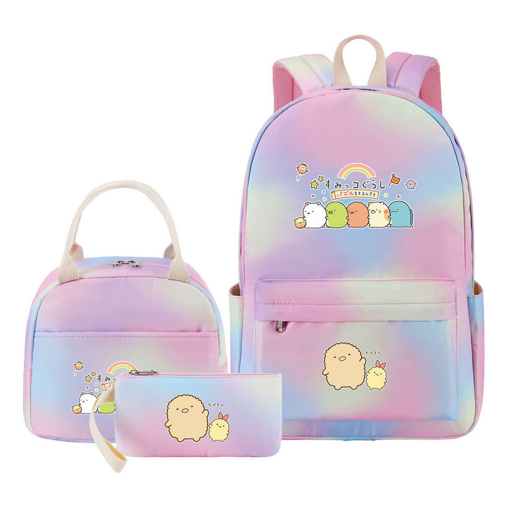Game Corner Biology Youth Student Girls School Bag Lunch Bag Three Piece Set Backpack Set