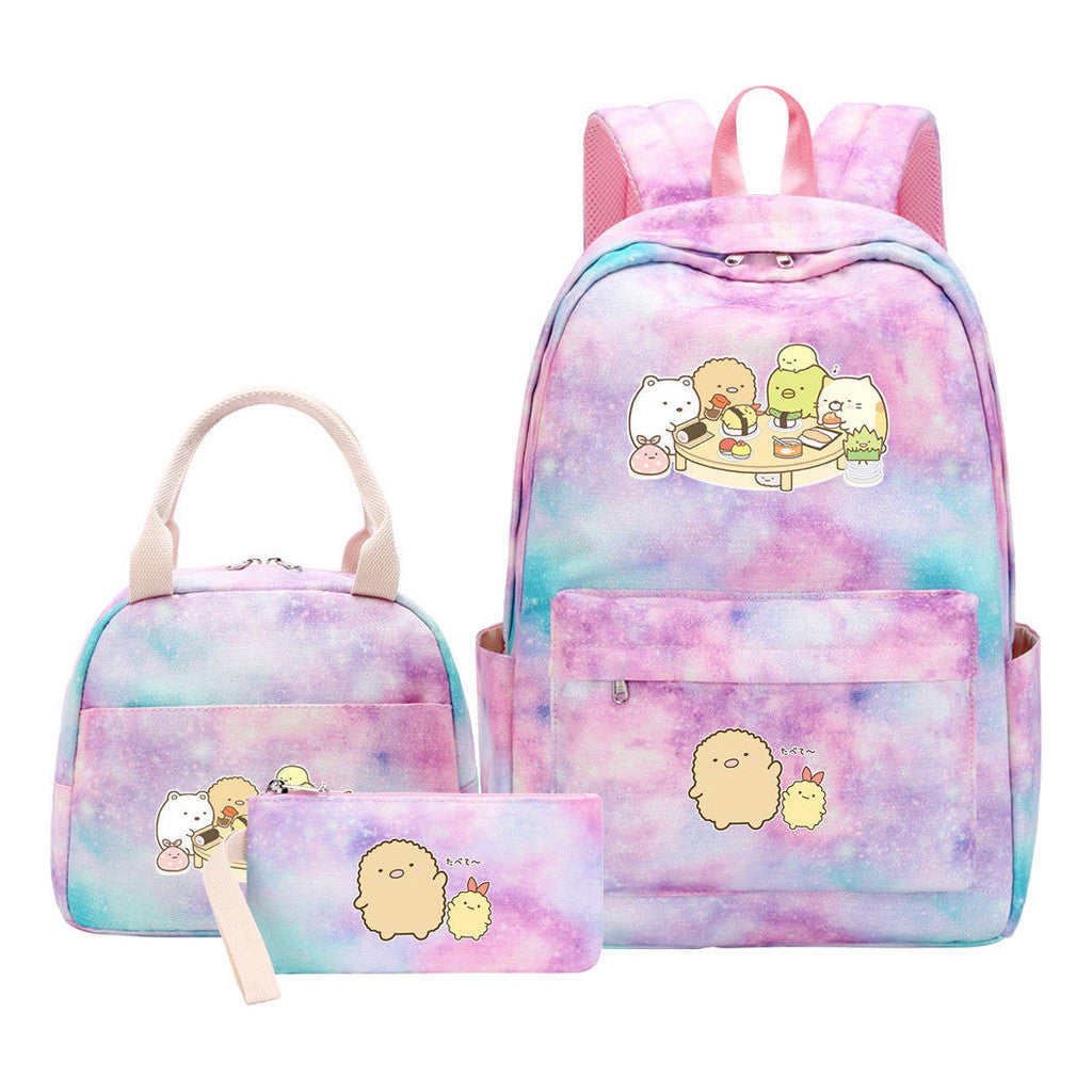 Game Corner Biology Youth Student Girls School Bag Lunch Bag Three Piece Set Backpack Set