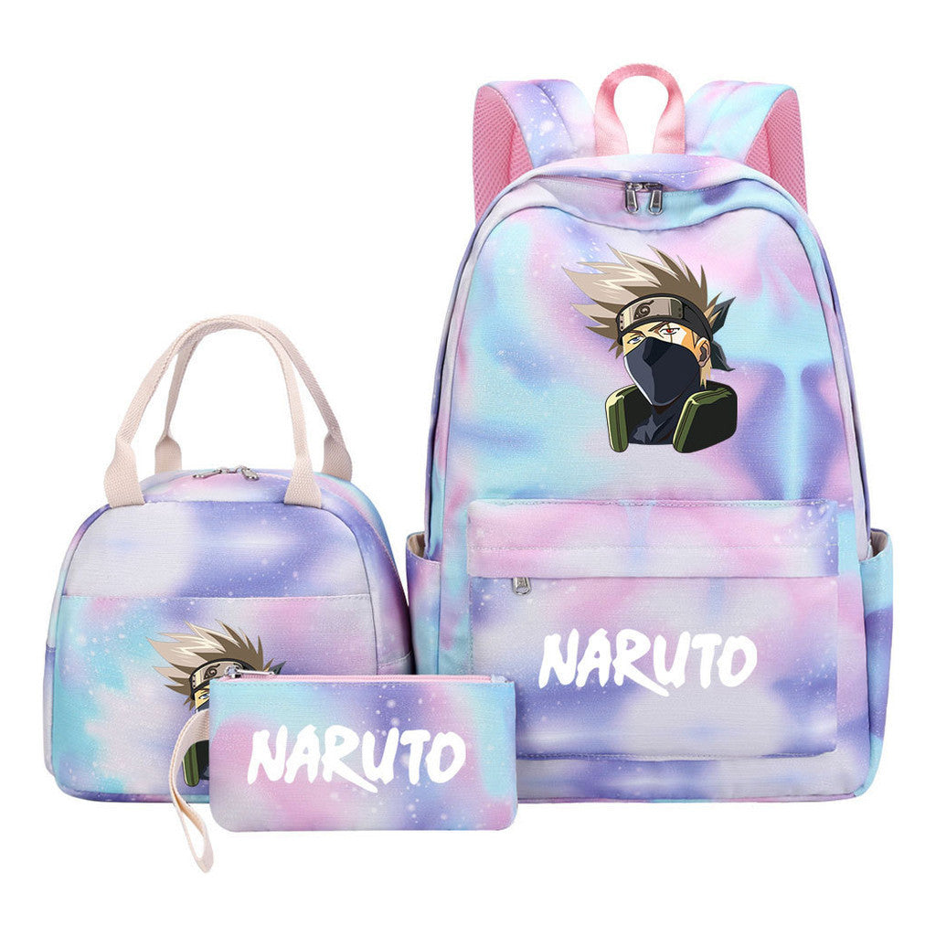 Naruto Teenage Student Girls School Bag Lunch Bag Three Piece Set Backpack Set