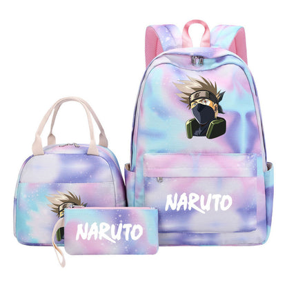 Naruto Teenage Student Girls School Bag Lunch Bag Three Piece Set Backpack Set