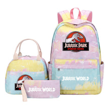 Jurassic Park Dinosaur Youth Student Girls School Bag Lunch Bag Three Piece Set Backpack Set