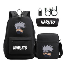 Naruto Usb Password Lock Youth Student Backpack Three Piece Set For Men And Women Backpack Set