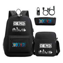 Cartoon Pirate King Usb Password Lock Youth Student School Bag Three Piece Set For Boys And Girls Backpack Set