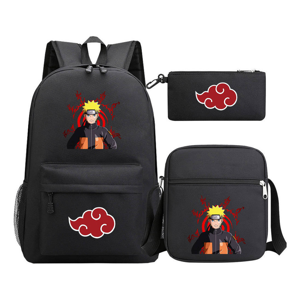 Anime Naruto Starry Sky Youth School Bag Three Piece Set For Boys And Girls Backpack Set