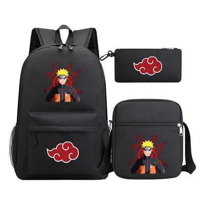 Anime Naruto Starry Sky Youth School Bag Three Piece Set For Boys And Girls Backpack Set