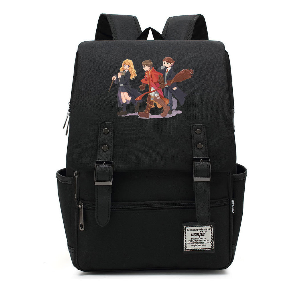 School Of Witchcraft And Wizardry Printed Youth Student School Bag Casual Belt Buckle Classic Backpack