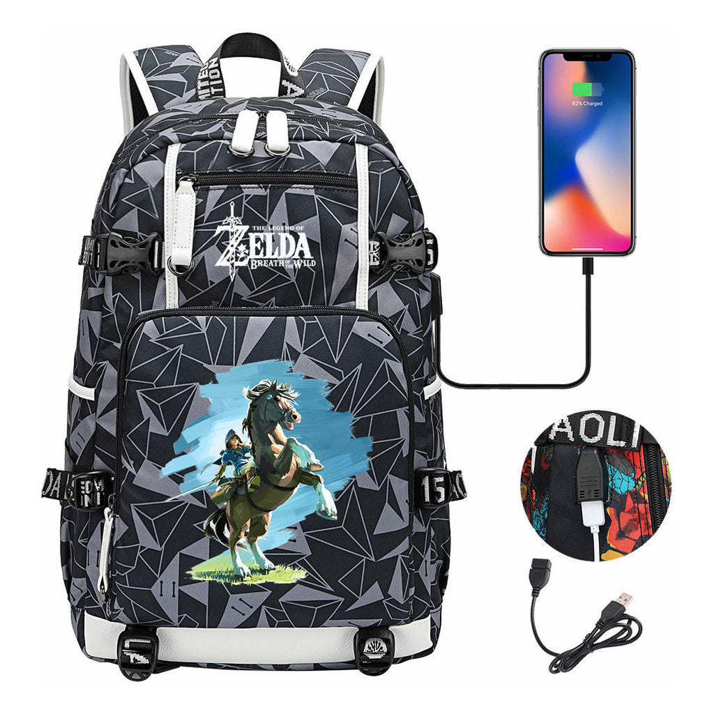 Legend Of Zelda Usb Earphones, Youth Backpacks, Men's And Women's Leisure Travel Backpacks