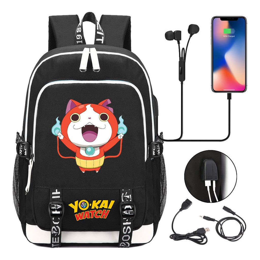 Anime Monster Watch Student School Bag Usb Men's And Women's Leisure Backpack